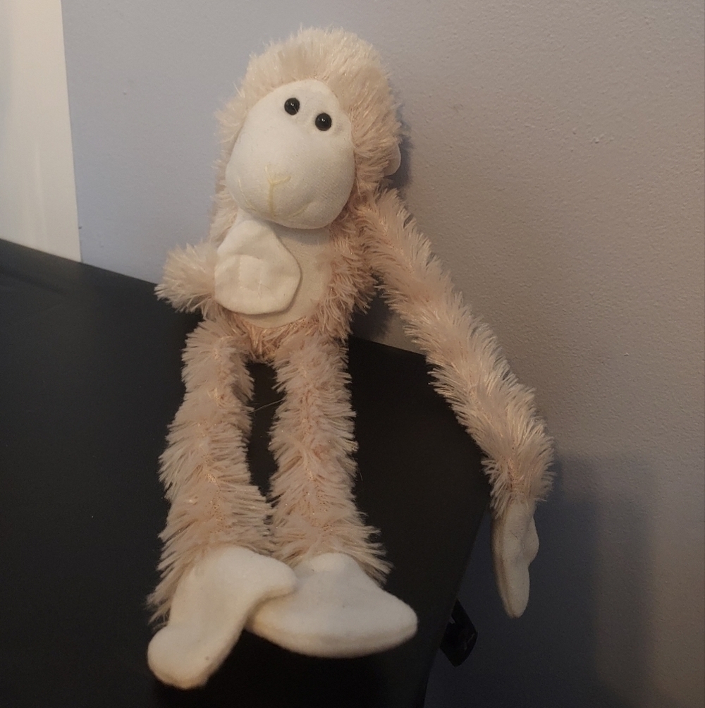 Cream/White Small Monkey Stuffed Animal 12in